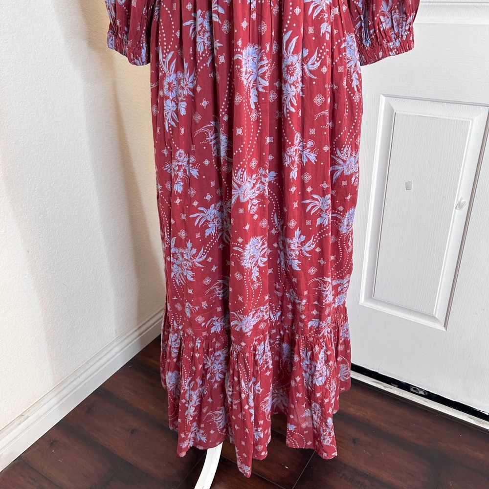 Free People Golden Hour Pullover Maxi Dress Women's M Pockets Peasant Boho Flowy - Picture 15 of 16